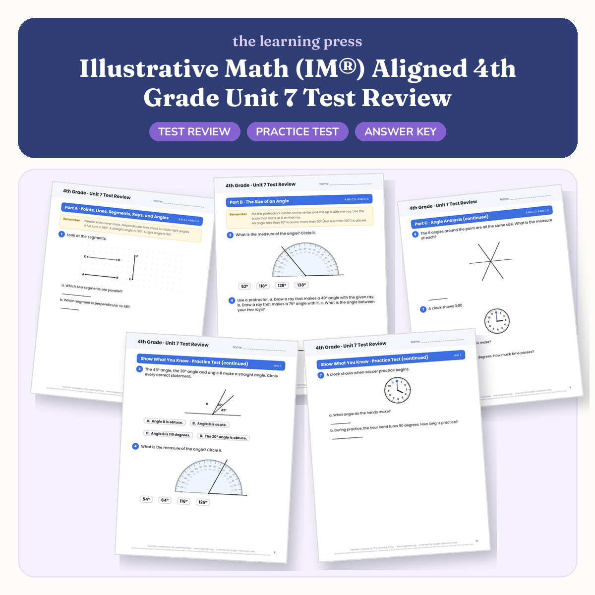 Preview of Illustrative Math (IM®) Aligned 4th Grade Unit 7 Test Review