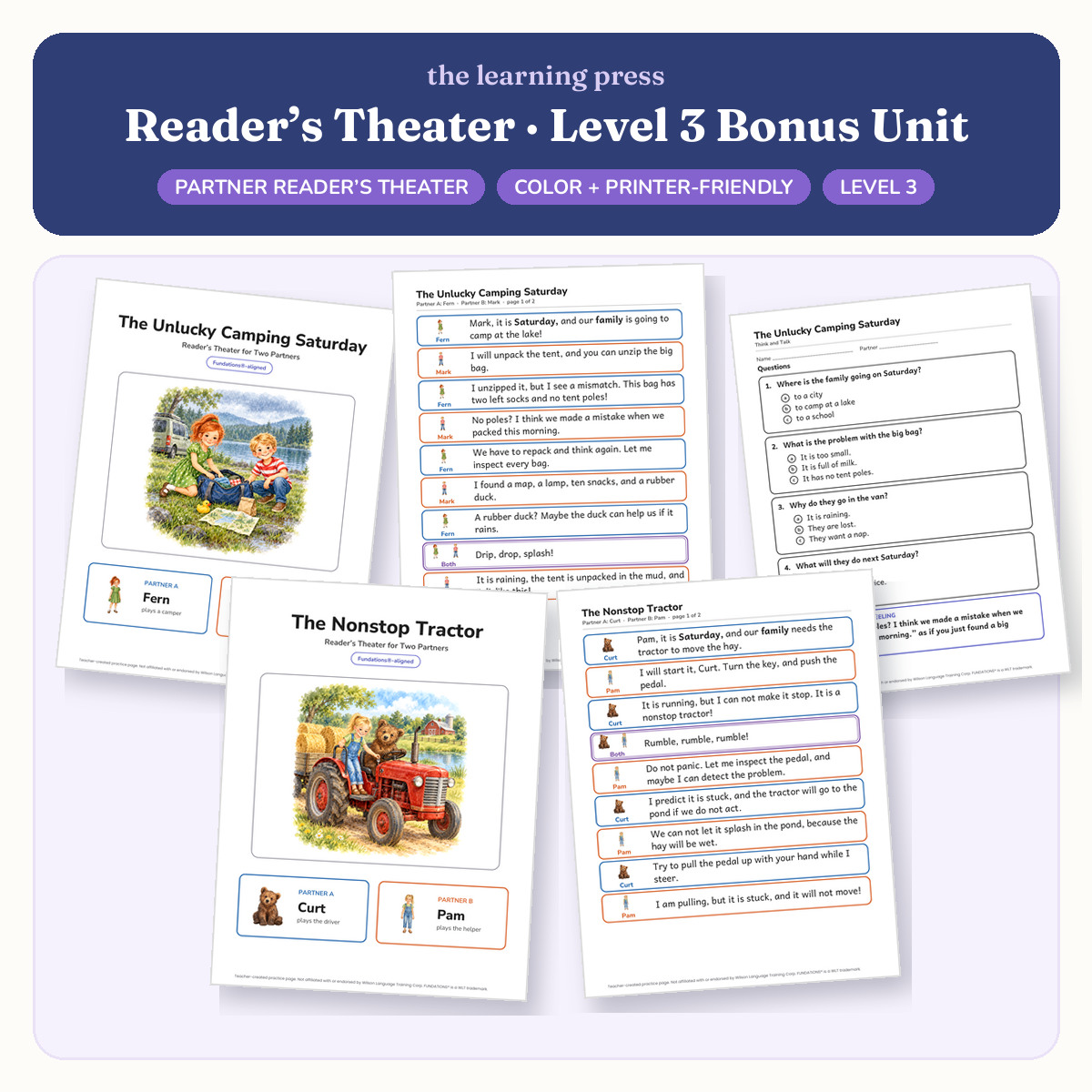 Preview of Fundations-Aligned Partner Reader's Theater · Level 3 Bonus Unit