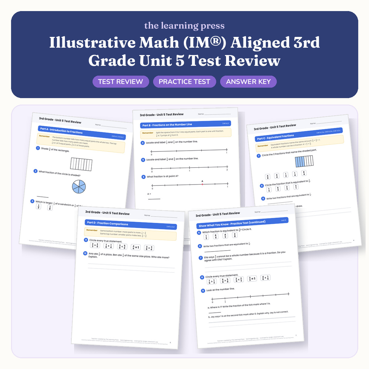 Preview of Illustrative Math (IM®) Aligned 3rd Grade Unit 5 Test Review