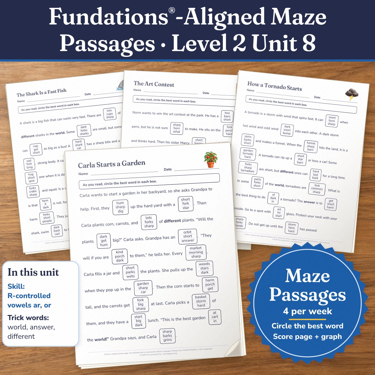 Preview of Fundations®-Aligned Maze Passages · Level 2 Unit 8