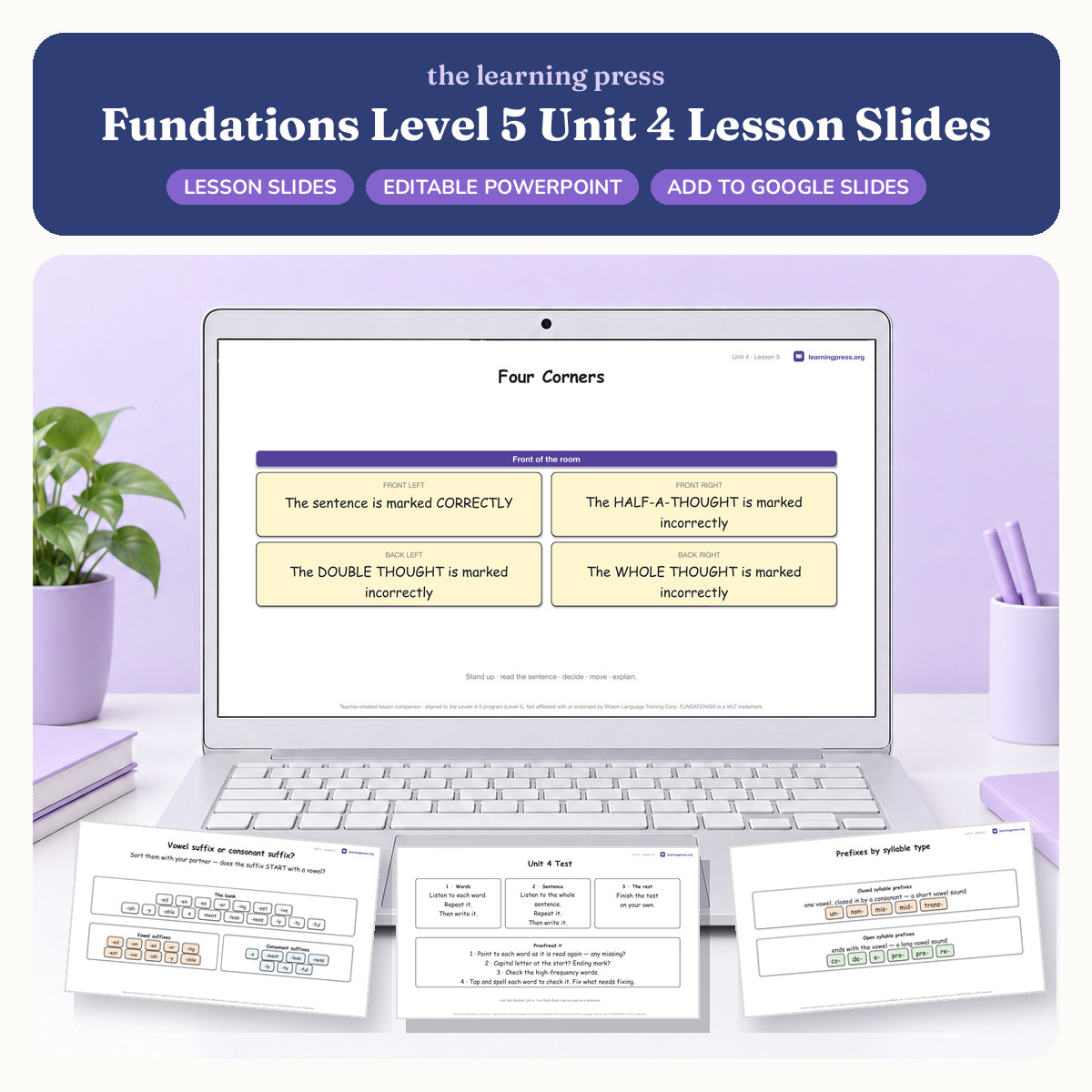 Preview of Fundations Level 5 Unit 4 Lesson Slides