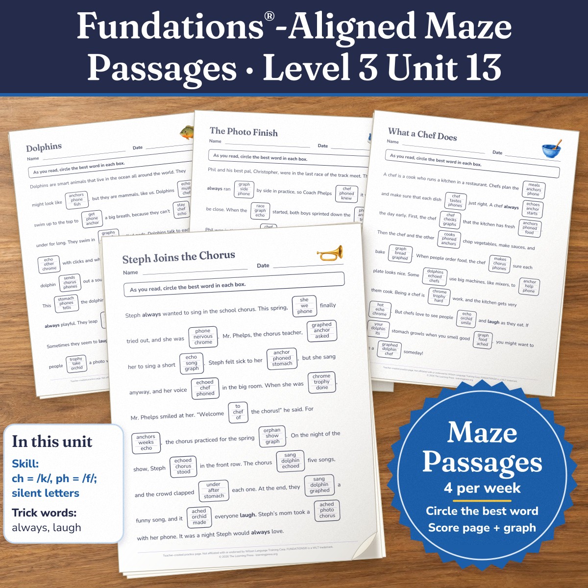 Preview of Fundations®-Aligned Maze Passages · Level 3 Unit 13