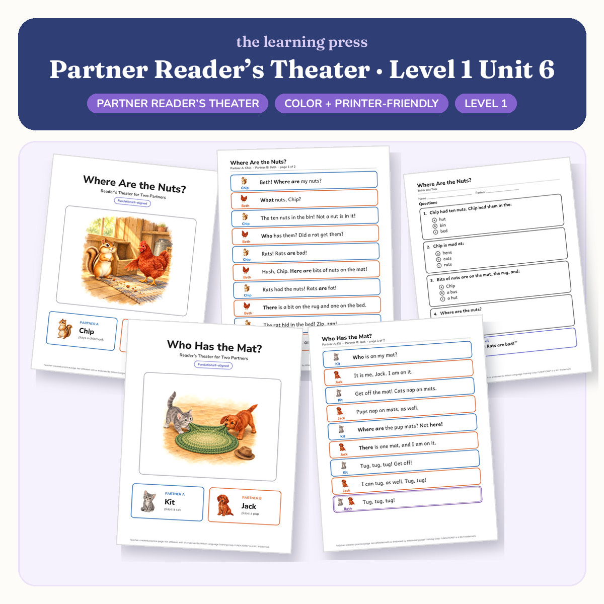 Preview of Fundations-Aligned Partner Reader's Theater · Level 1 Unit 6