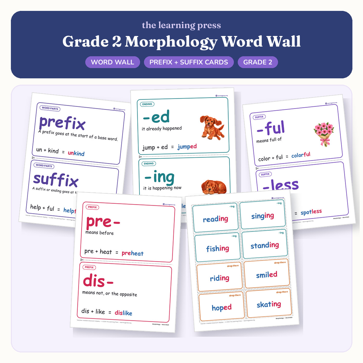 Preview of Grade 2 Morphology Word Wall · Prefix, Suffix & Ending Cards
