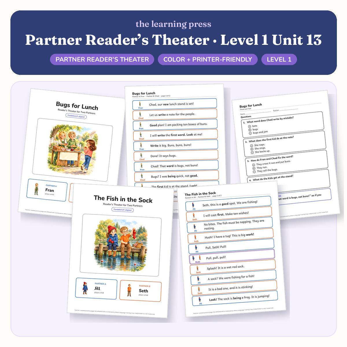 Preview of Fundations-Aligned Partner Reader's Theater · Level 1 Unit 13