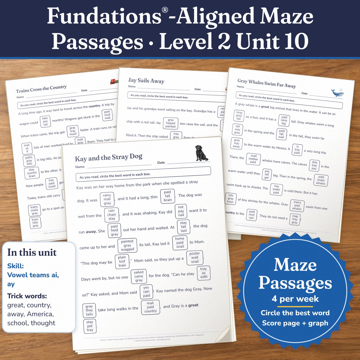 Preview of Fundations®-Aligned Maze Passages · Level 2 Unit 10