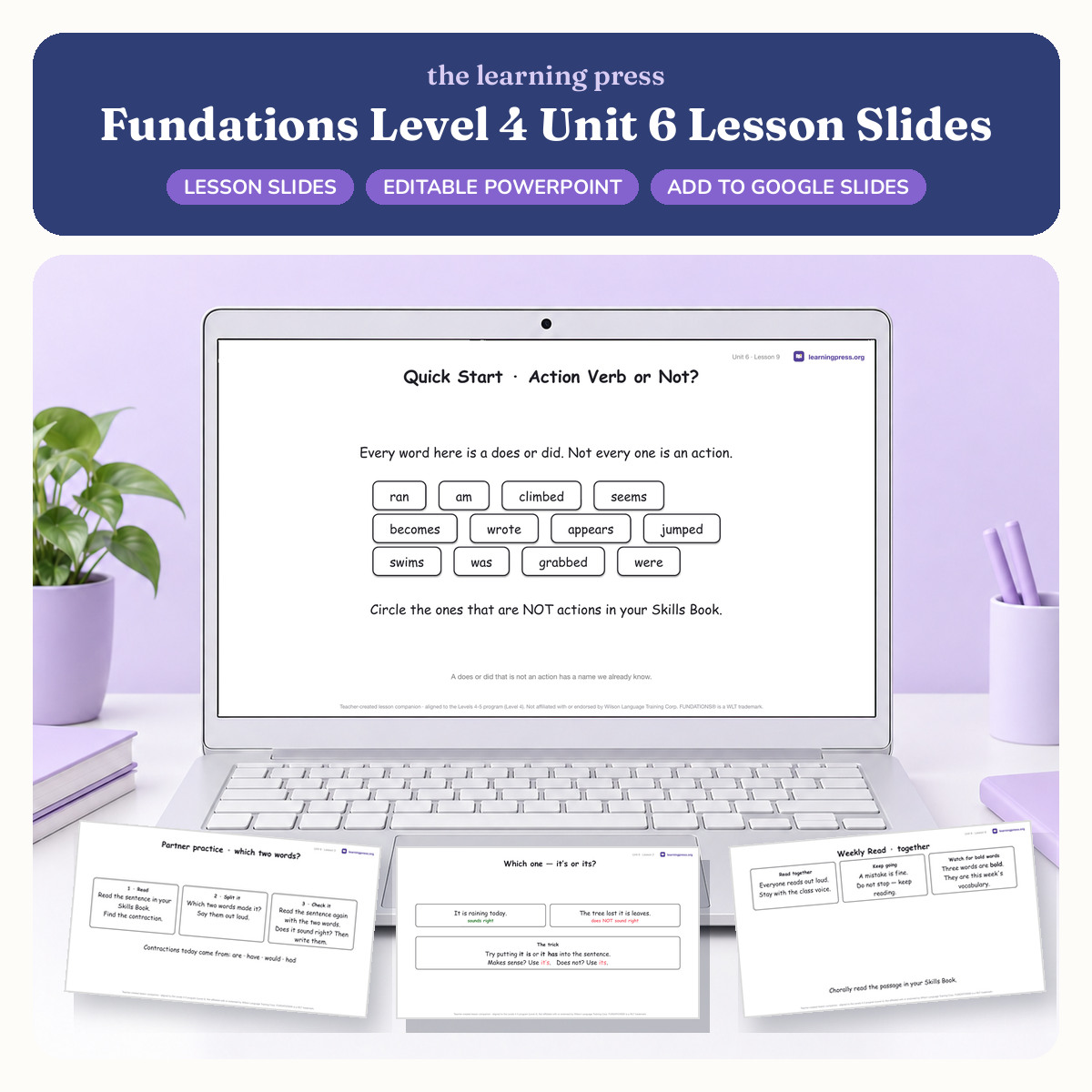 Preview of Fundations Level 4 Unit 6 Lesson Slides