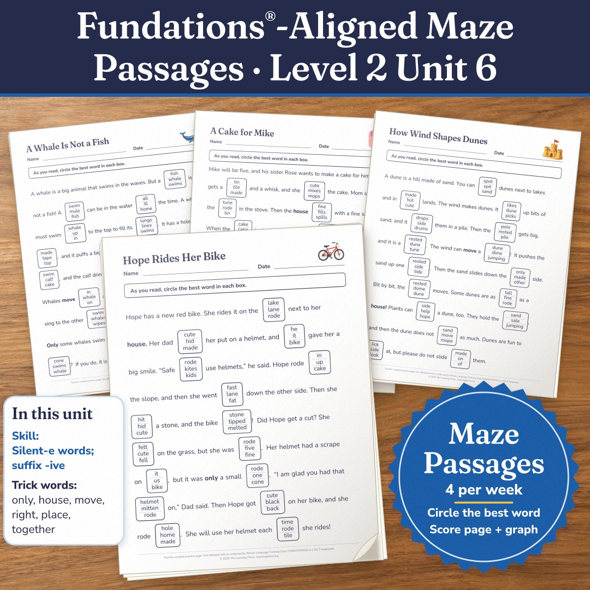 Preview of Fundations®-Aligned Maze Passages · Level 2 Unit 6