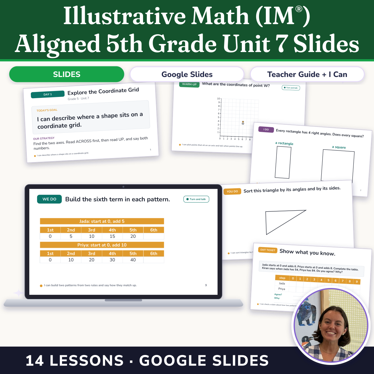 Preview of Illustrative Math (IM®) Aligned 5th Grade Unit 7 Slides: Shapes on the Coordinate Grid