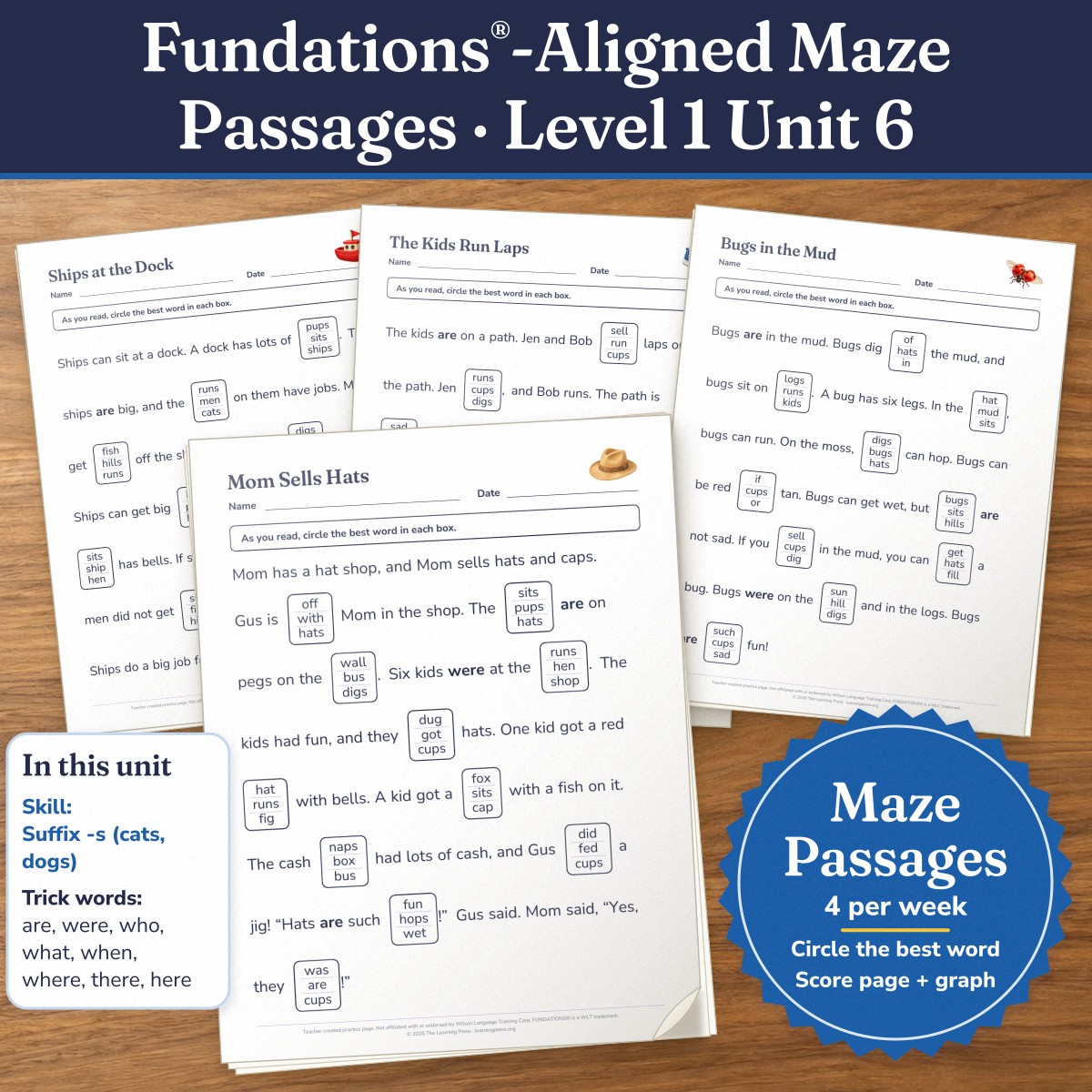 Preview of Fundations®-Aligned Maze Passages · Level 1 Unit 6