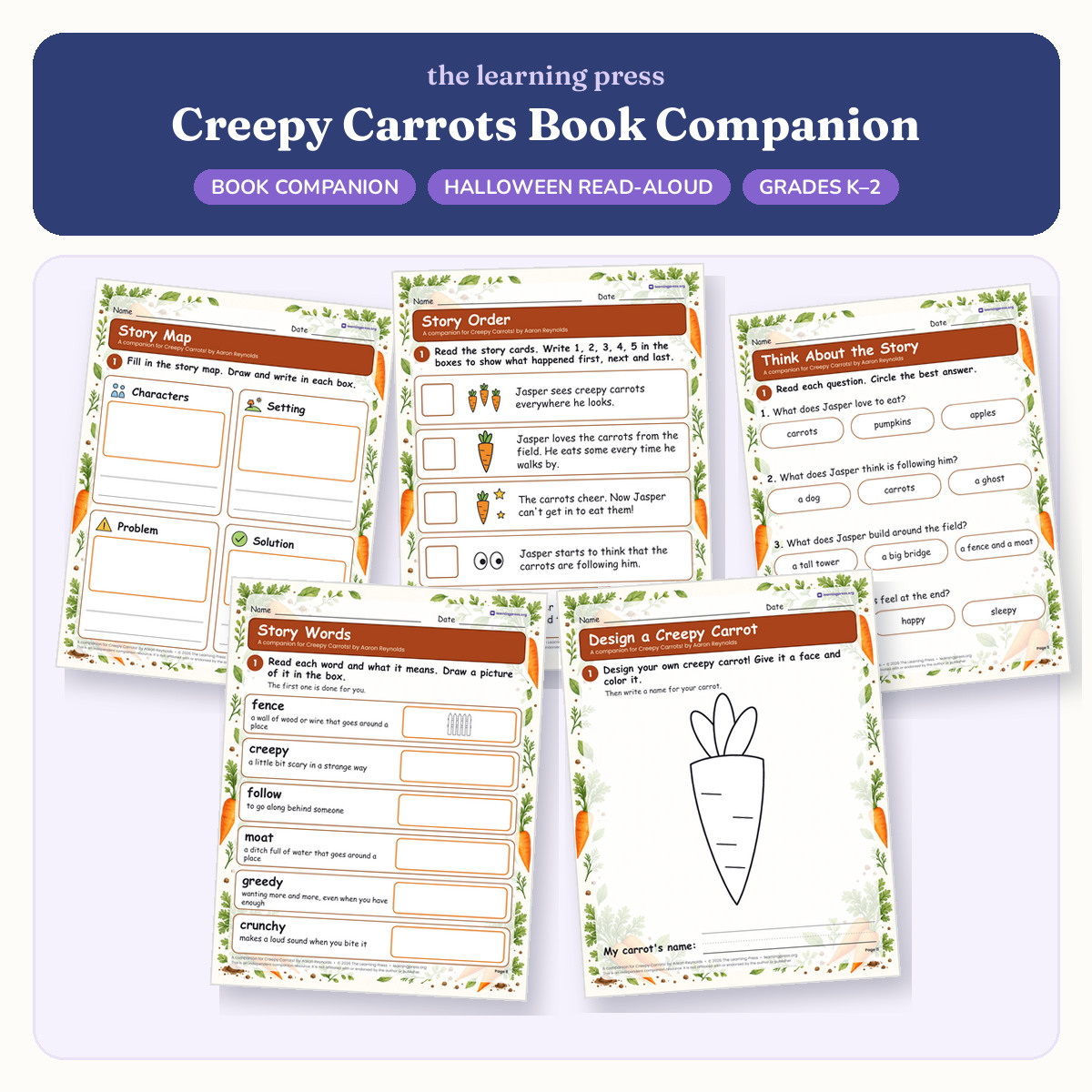 Preview of Creepy Carrots Book Companion · Halloween Read-Aloud Activities