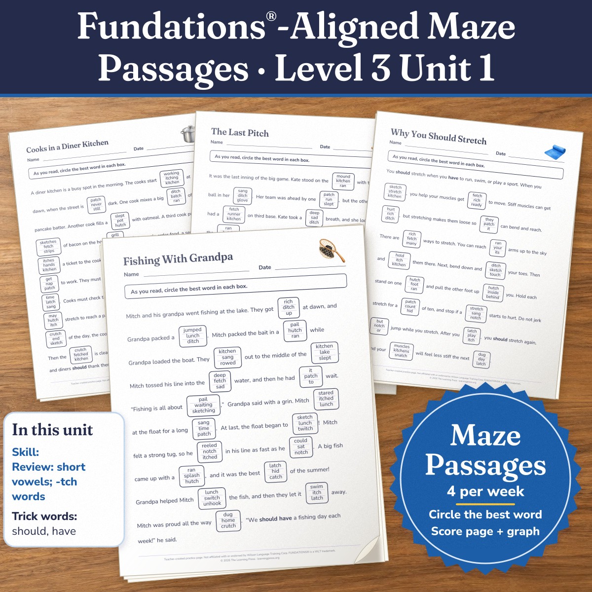 Preview of Fundations®-Aligned Maze Passages · Level 3 Unit 1
