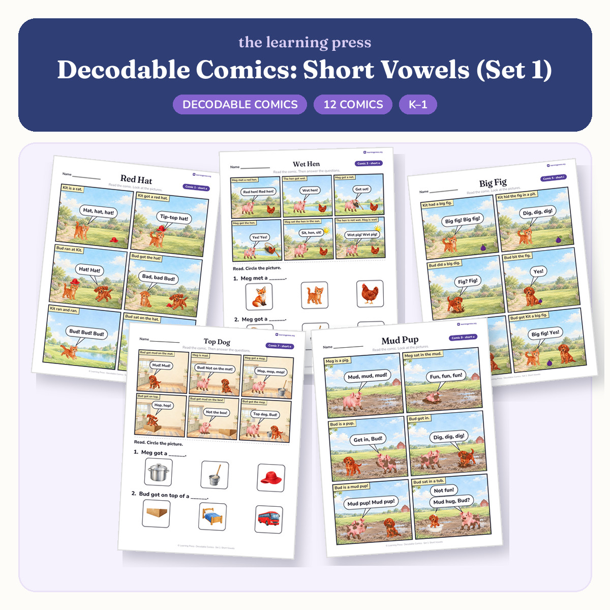 Preview of Decodable Comics: Short Vowels (Set 1)