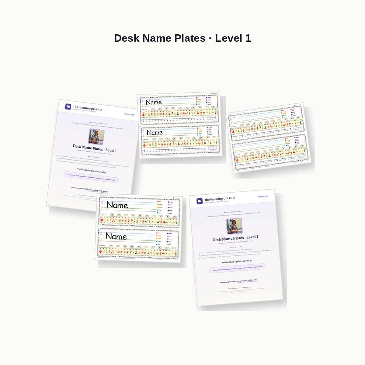 Preview of Desk Name Plates · Level 1