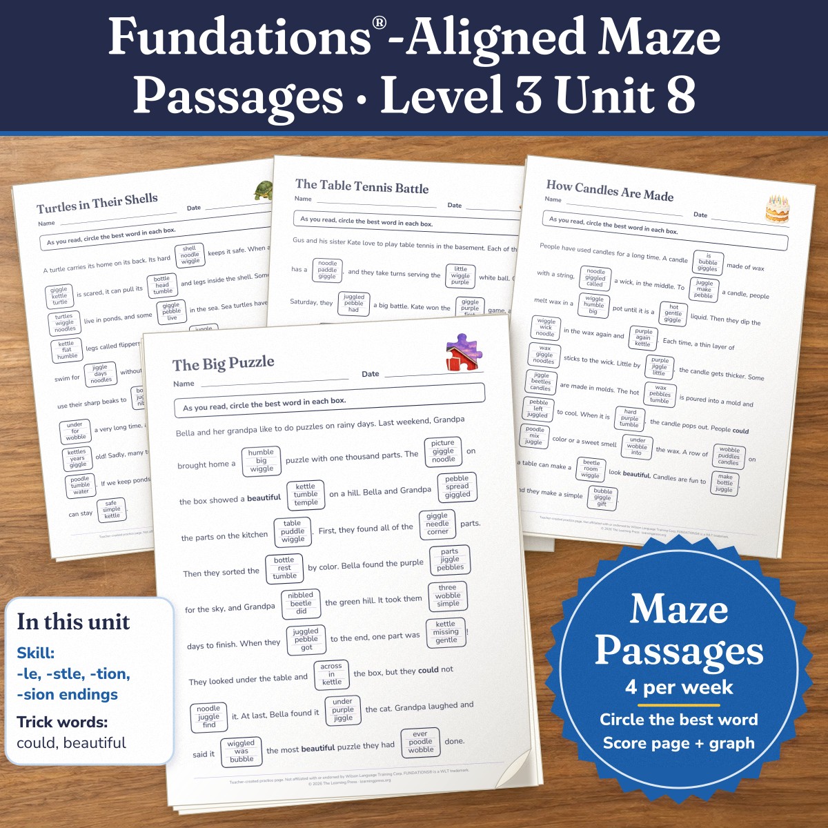 Preview of Fundations®-Aligned Maze Passages · Level 3 Unit 8