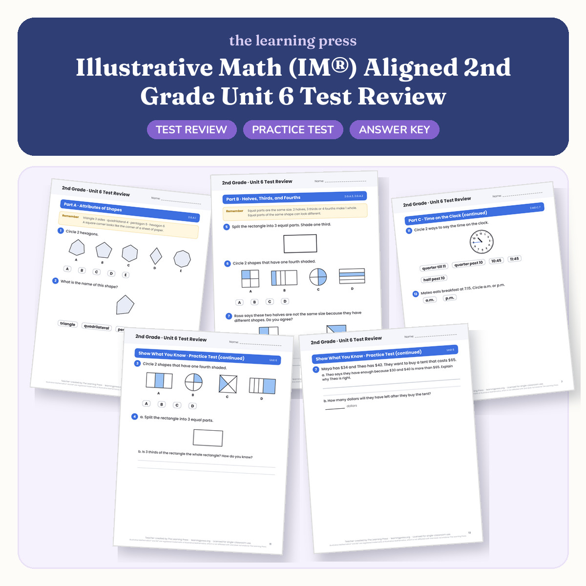 Preview of Illustrative Math (IM®) Aligned 2nd Grade Unit 6 Test Review