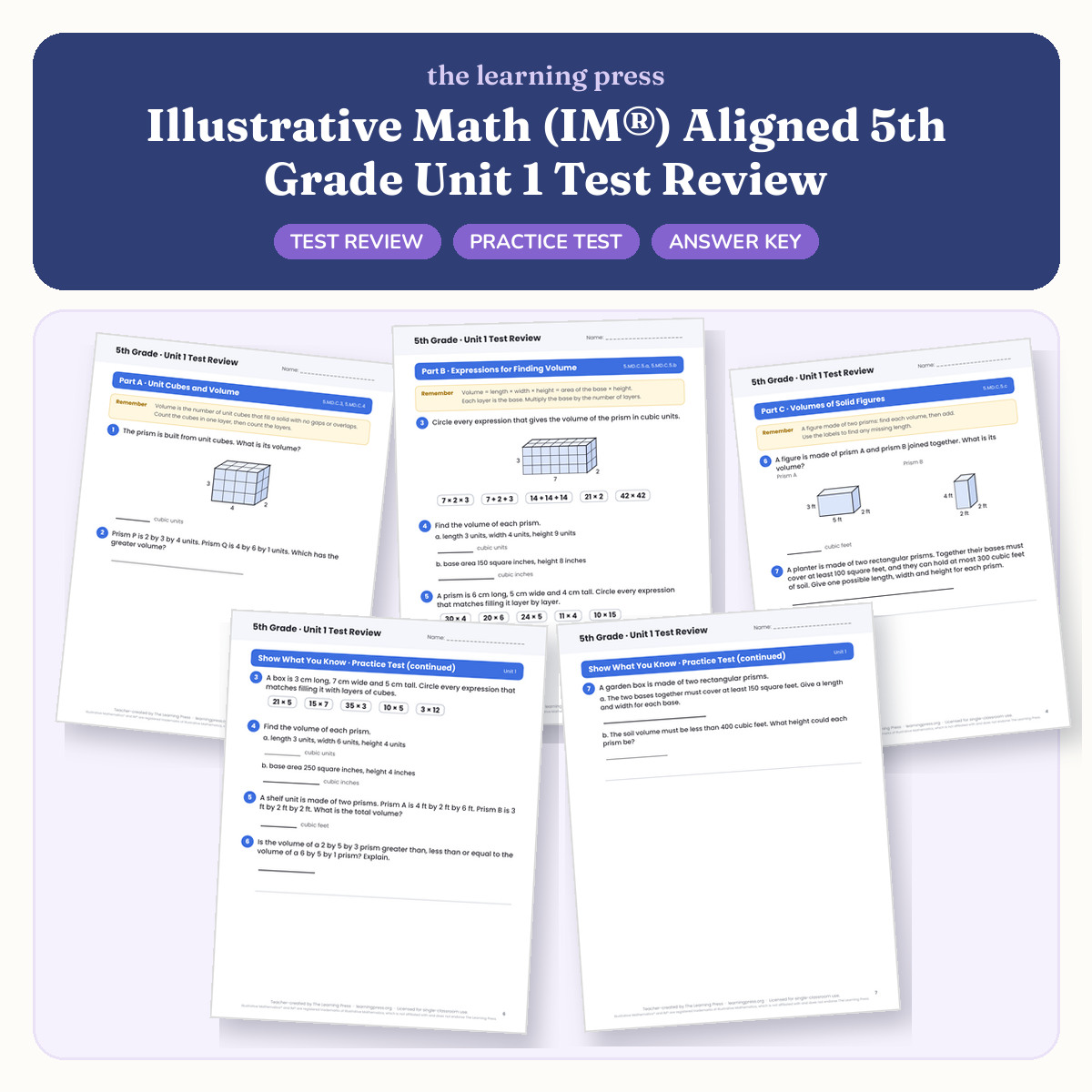 Preview of Illustrative Math (IM®) Aligned 5th Grade Unit 1 Test Review