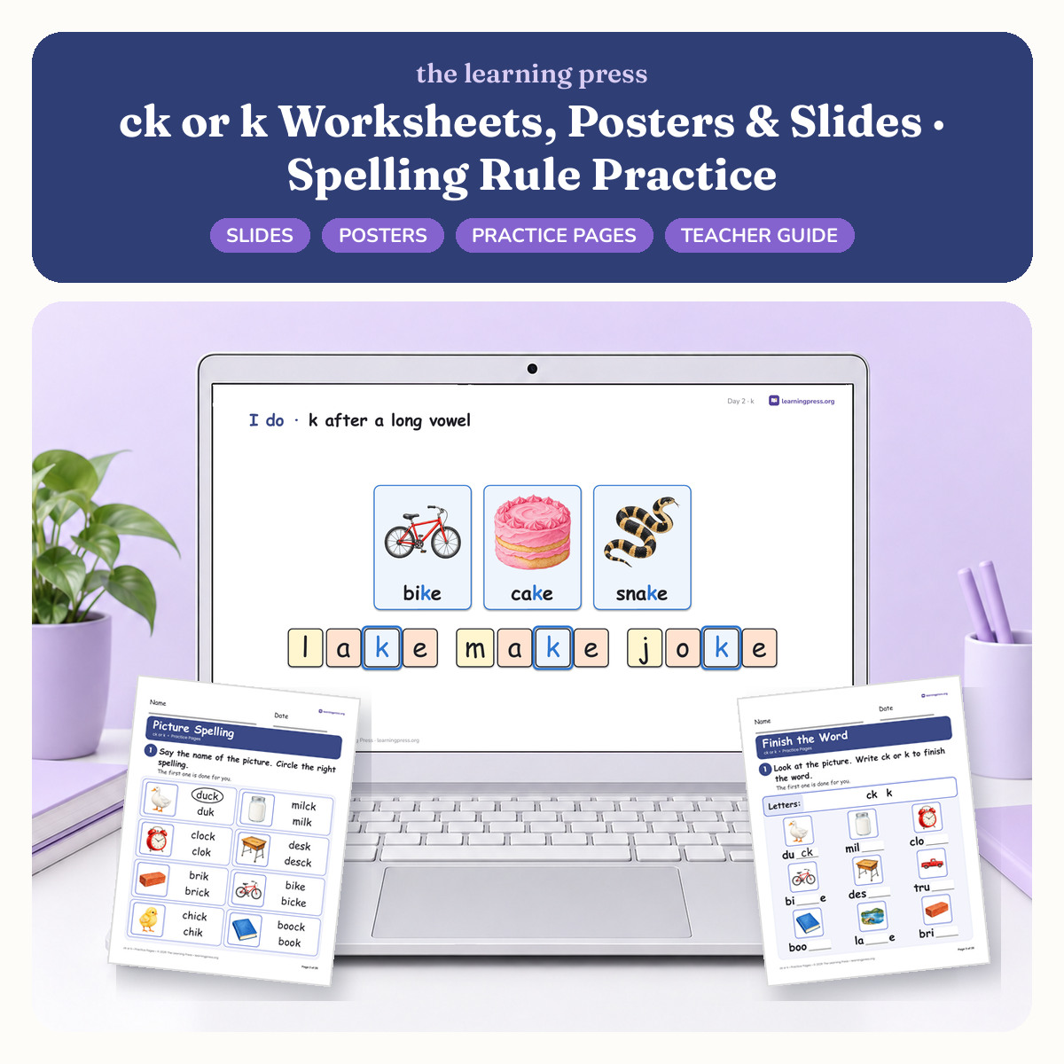 Preview of ck or k Worksheets, Posters & Slides · Spelling Rule Practice