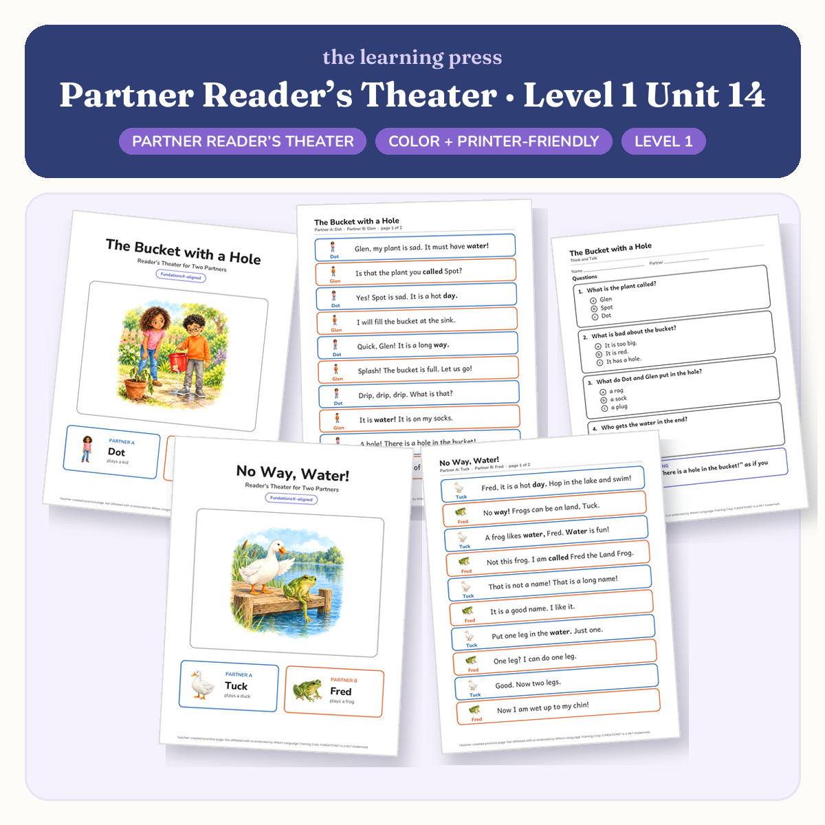 Preview of Fundations-Aligned Partner Reader's Theater · Level 1 Unit 14