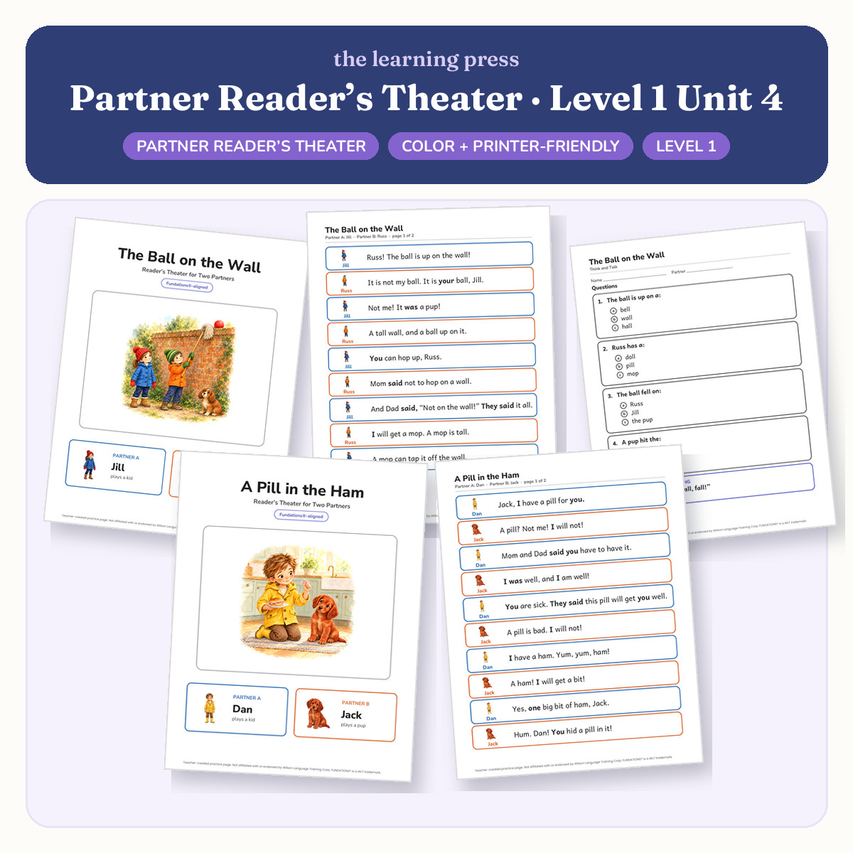 Preview of Fundations-Aligned Partner Reader's Theater · Level 1 Unit 4