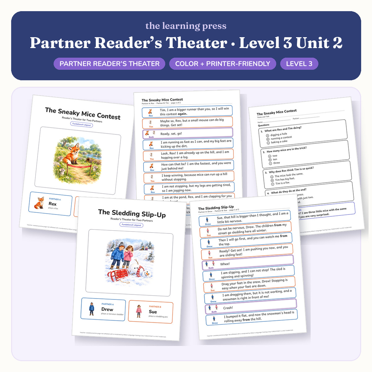 Preview of Fundations-Aligned Partner Reader's Theater · Level 3 Unit 2