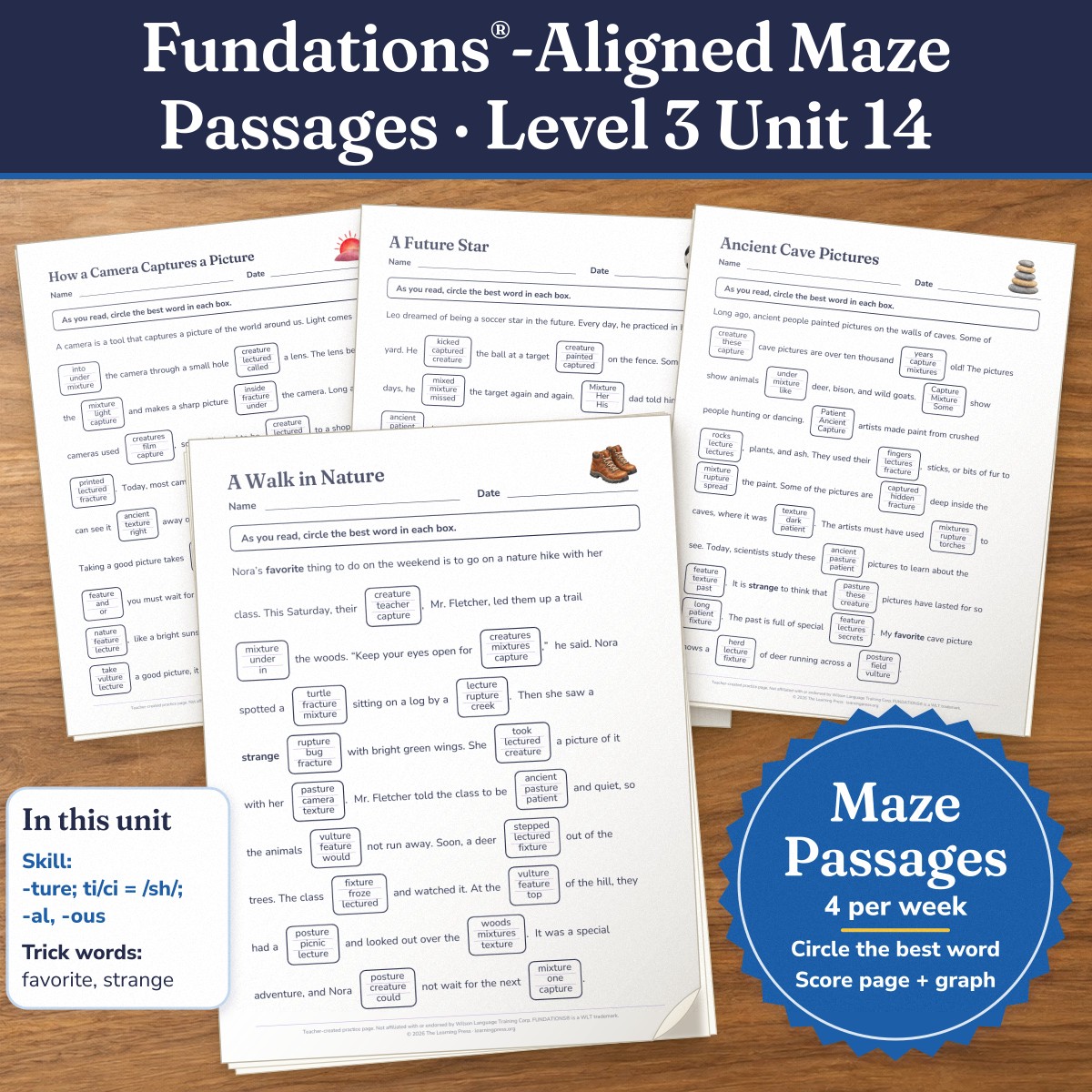 Preview of Fundations®-Aligned Maze Passages · Level 3 Unit 14
