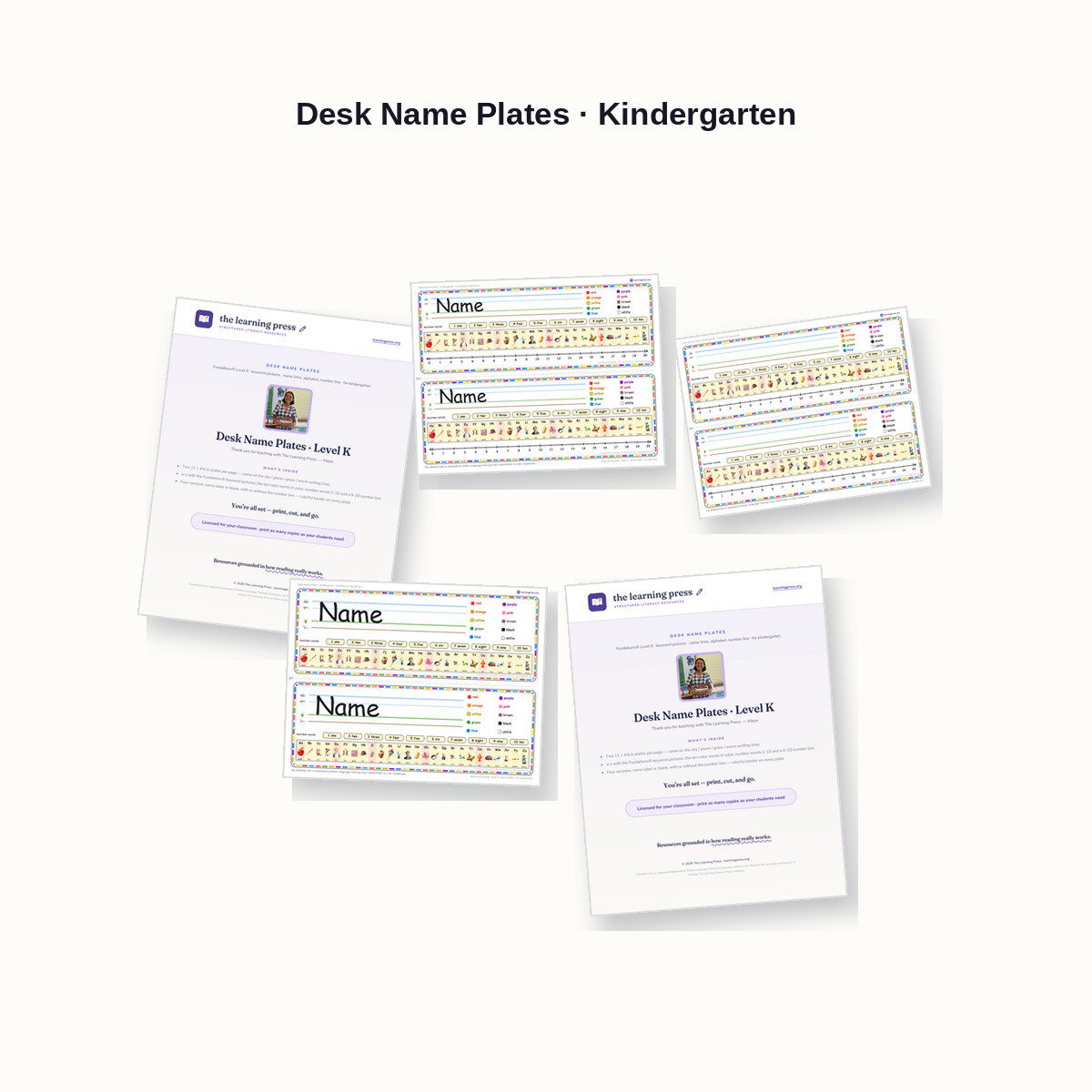 Preview of Desk Name Plates · Kindergarten