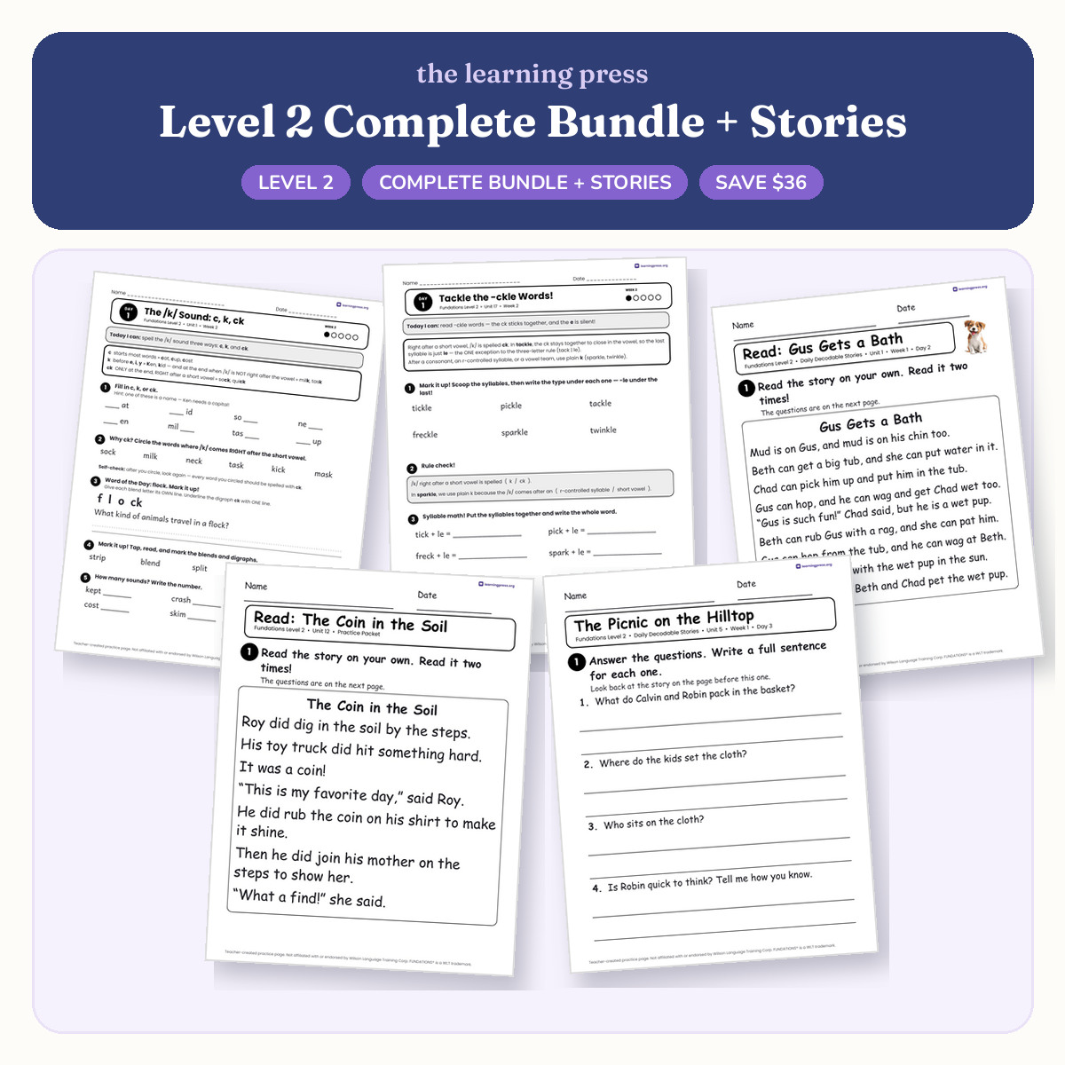 Preview of Fundations®-Aligned Level 2 Complete Bundle + Daily Decodable Stories