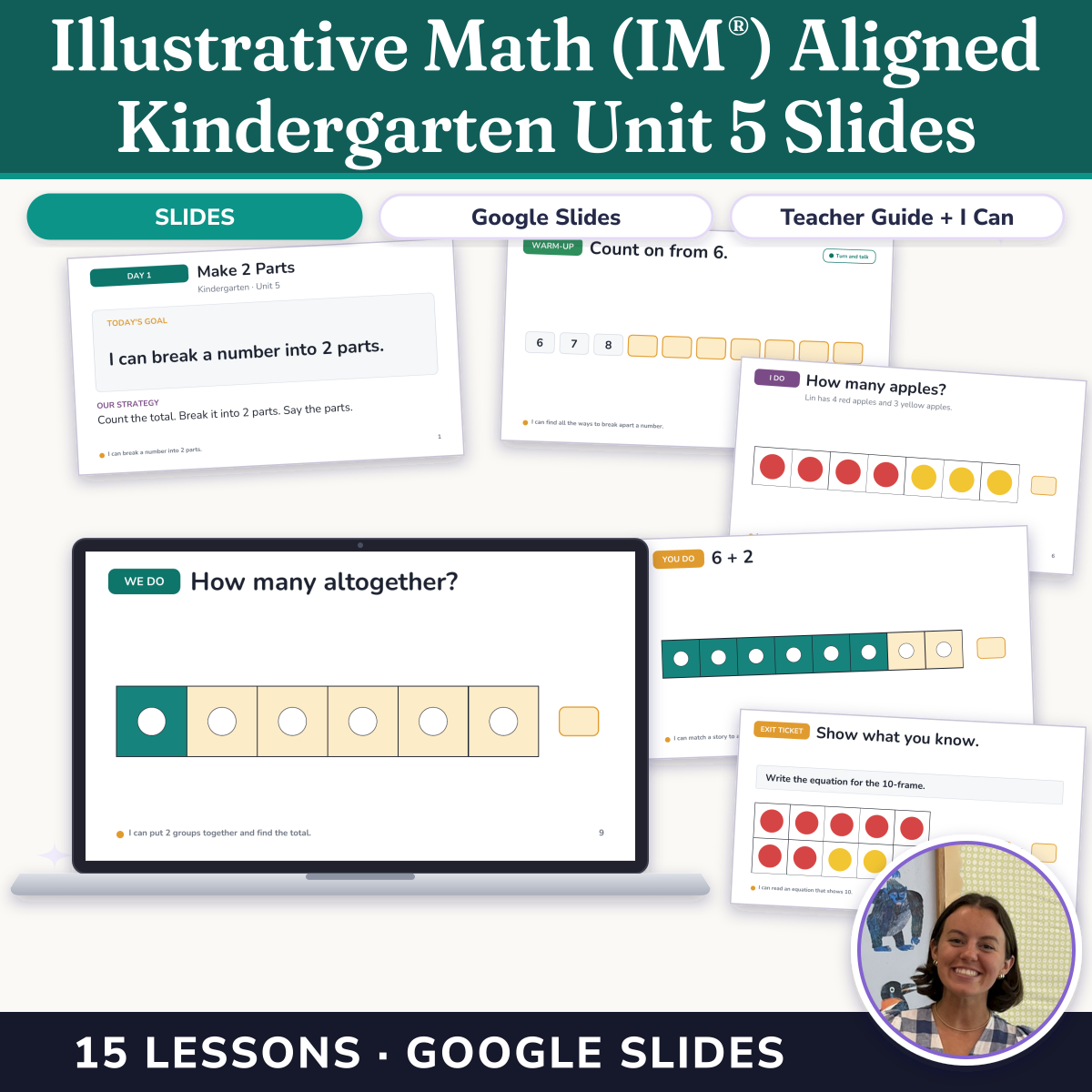 Preview of Illustrative Math (IM®) Aligned Kindergarten Unit 5 Slides: Composing and Decomposing Numbers to 10