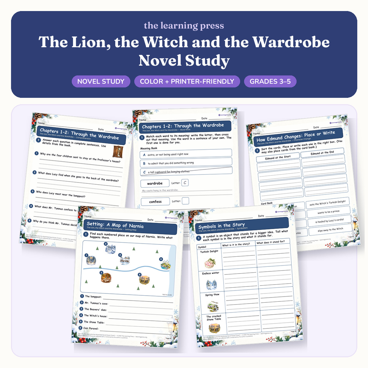 Preview of The Lion, the Witch and the Wardrobe Novel Study · Questions & Activities