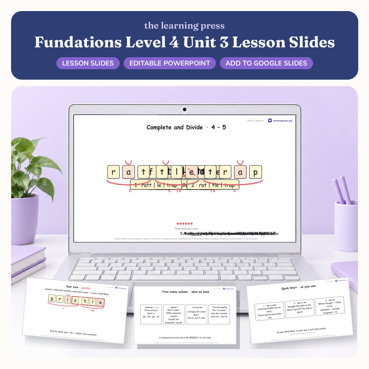 Preview of Fundations Level 4 Unit 3 Lesson Slides
