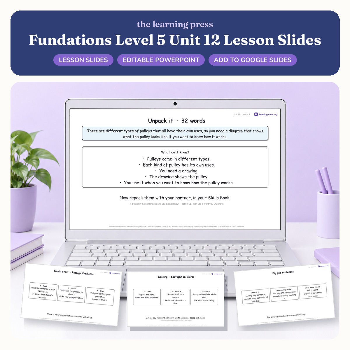 Preview of Fundations Level 5 Unit 12 Lesson Slides