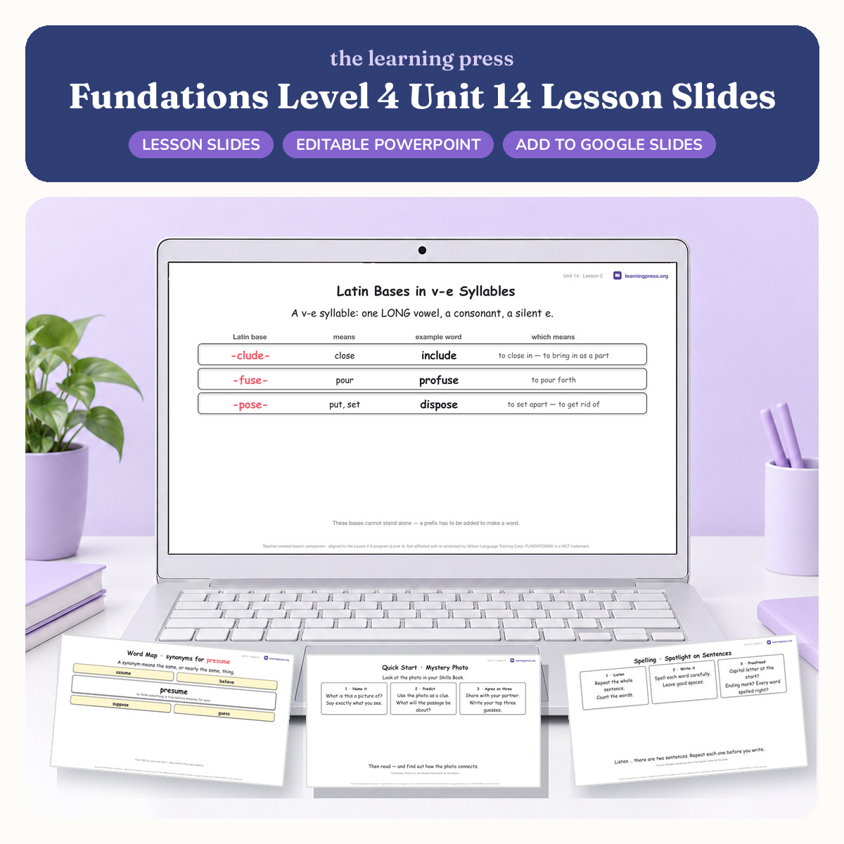 Preview of Fundations Level 4 Unit 14 Lesson Slides