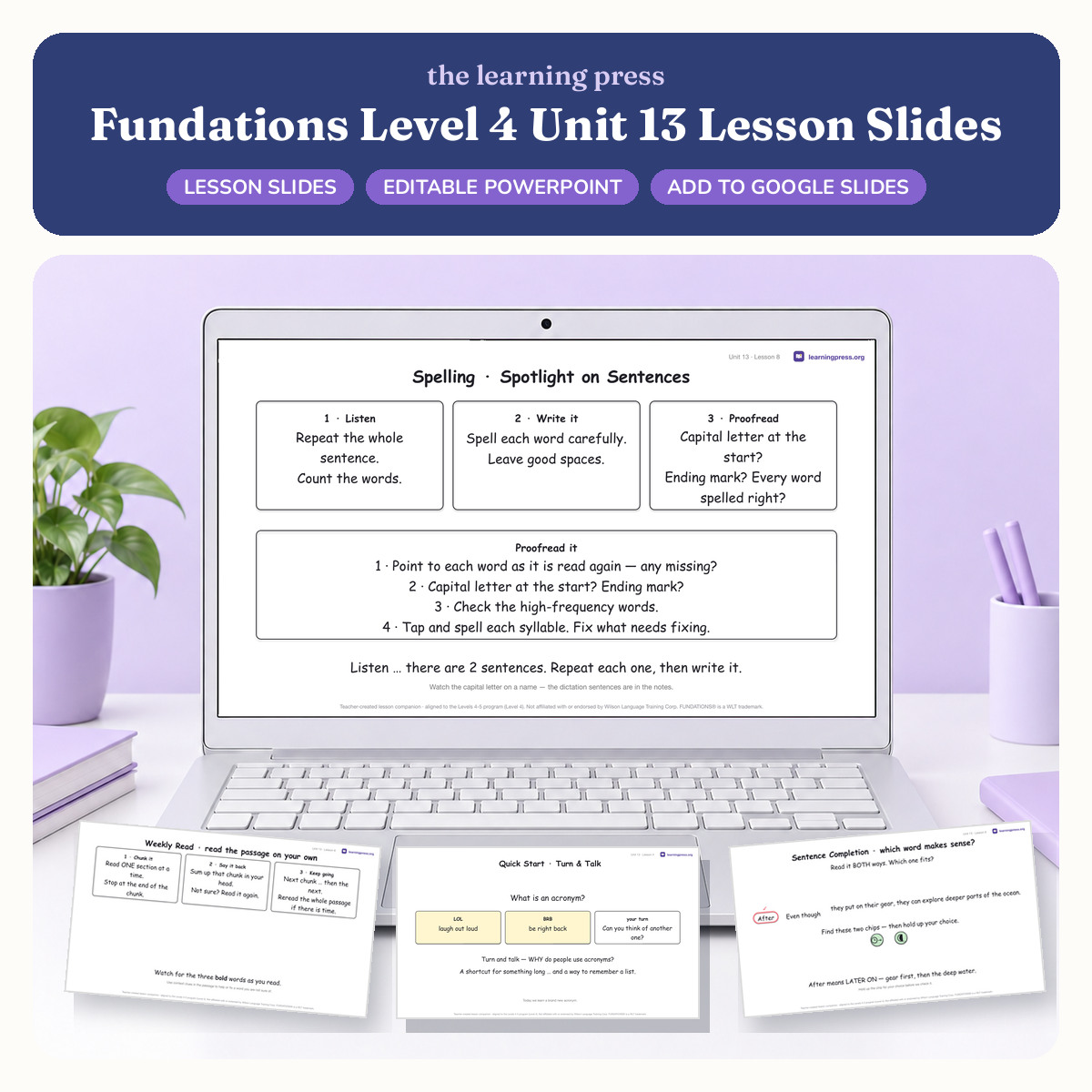 Preview of Fundations Level 4 Unit 13 Lesson Slides