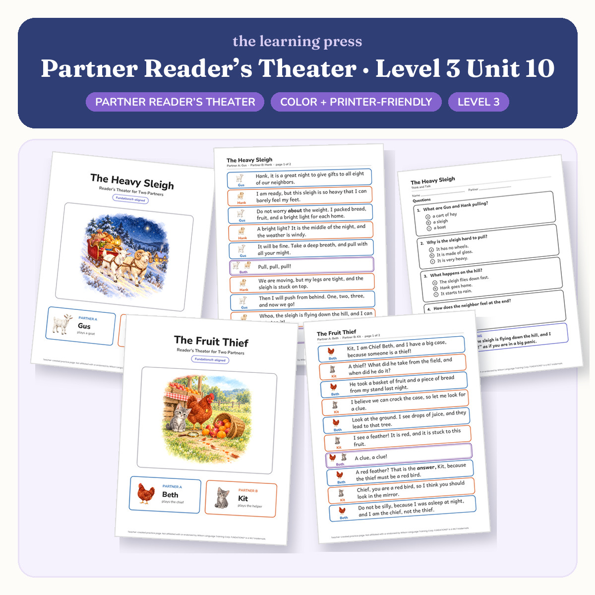 Preview of Fundations-Aligned Partner Reader's Theater · Level 3 Unit 10