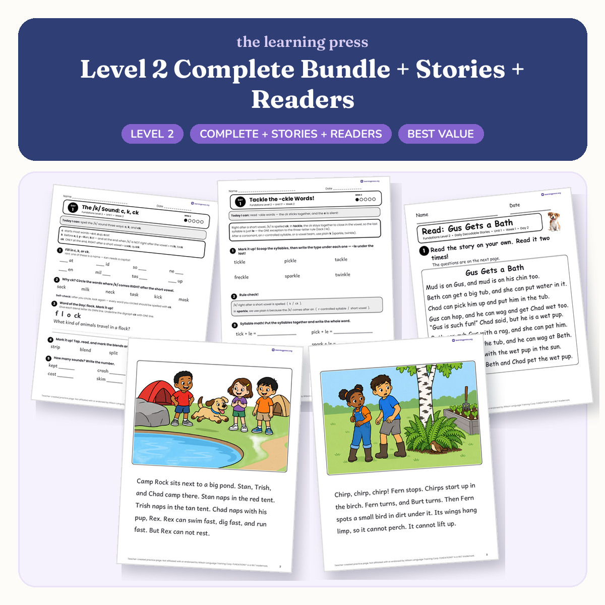 Preview of Fundations®-Aligned Level 2 Complete Bundle + Daily Decodable Stories + Decodable Readers