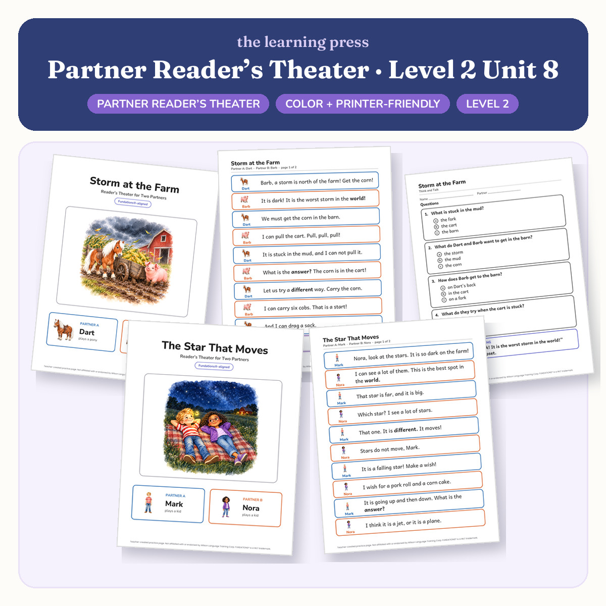 Preview of Fundations-Aligned Partner Reader's Theater · Level 2 Unit 8