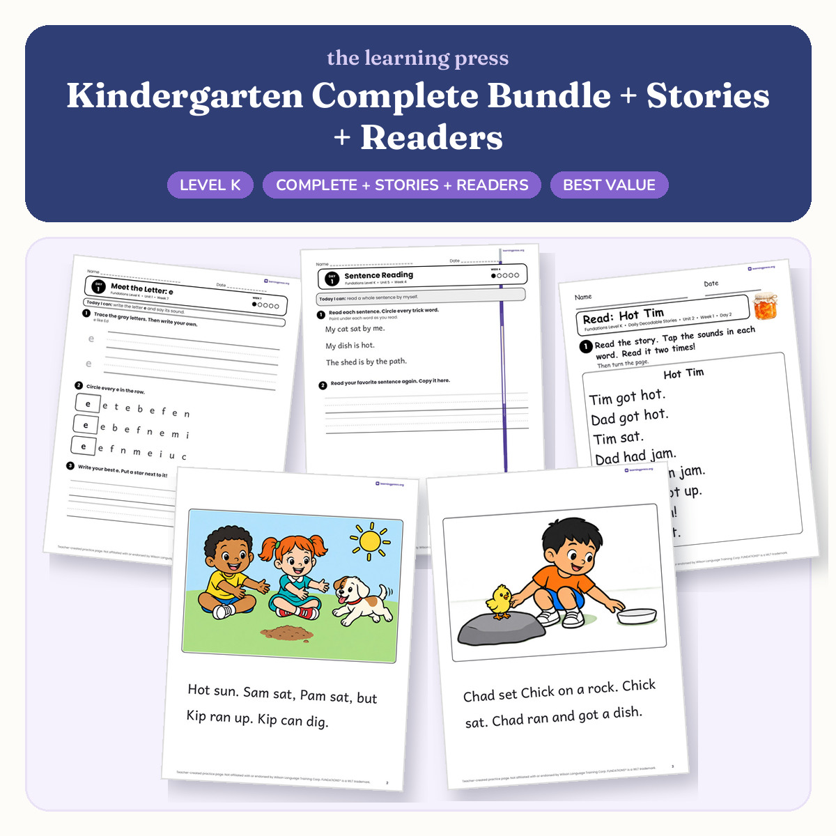 Preview of Fundations®-Aligned Kindergarten Complete Bundle + Daily Decodable Stories + Decodable Readers