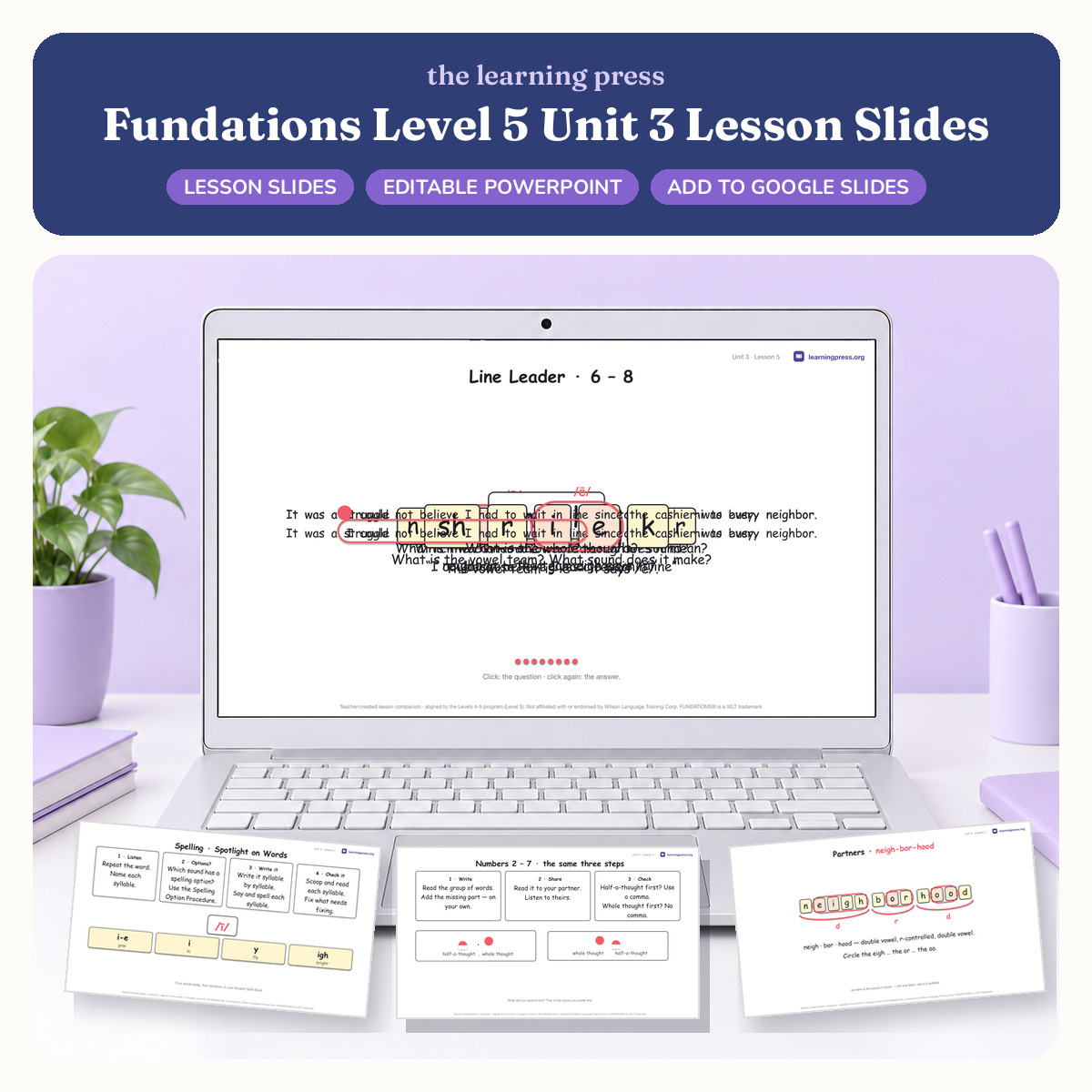 Preview of Fundations Level 5 Unit 3 Lesson Slides
