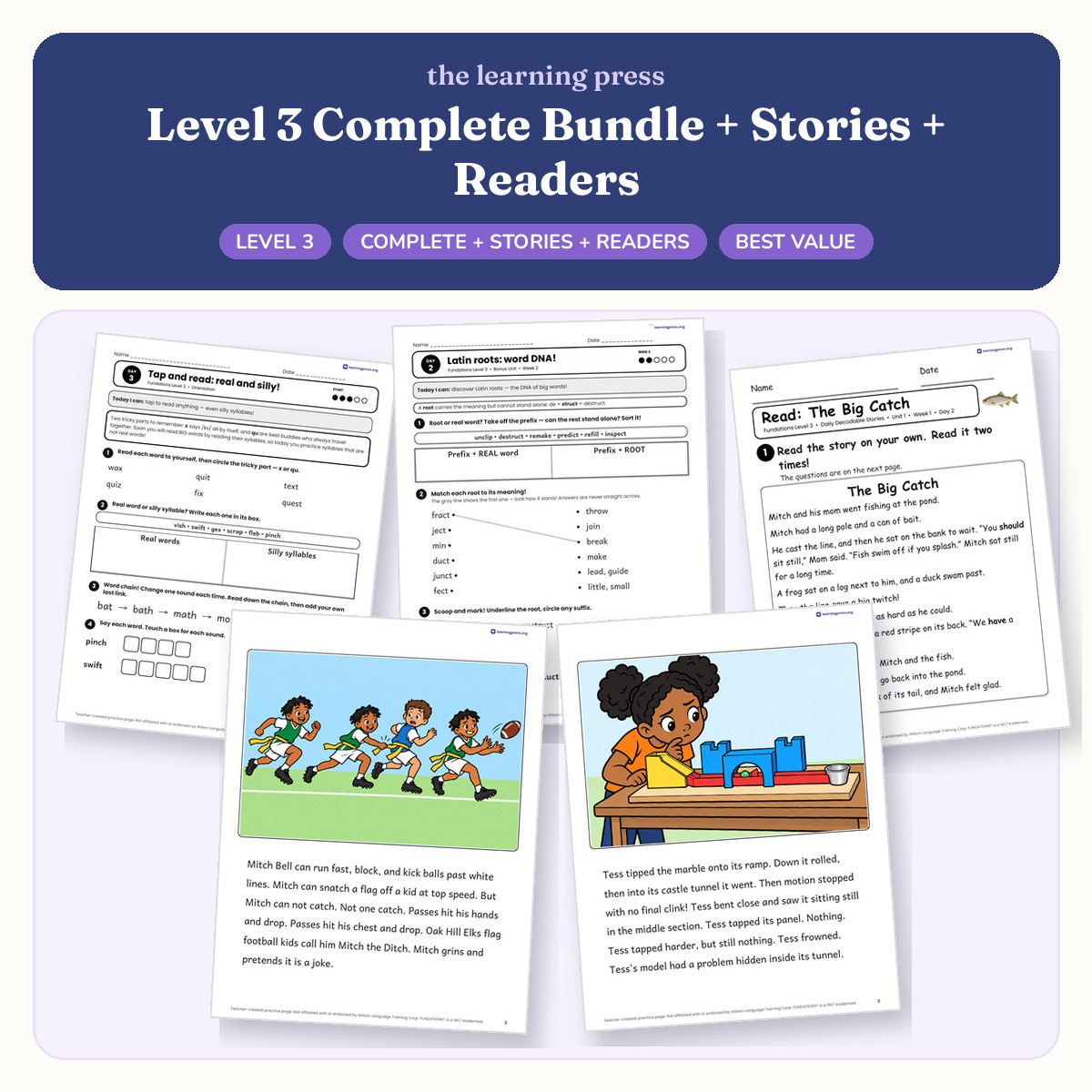 Preview of Fundations®-Aligned Level 3 Complete Bundle + Daily Decodable Stories + Decodable Readers