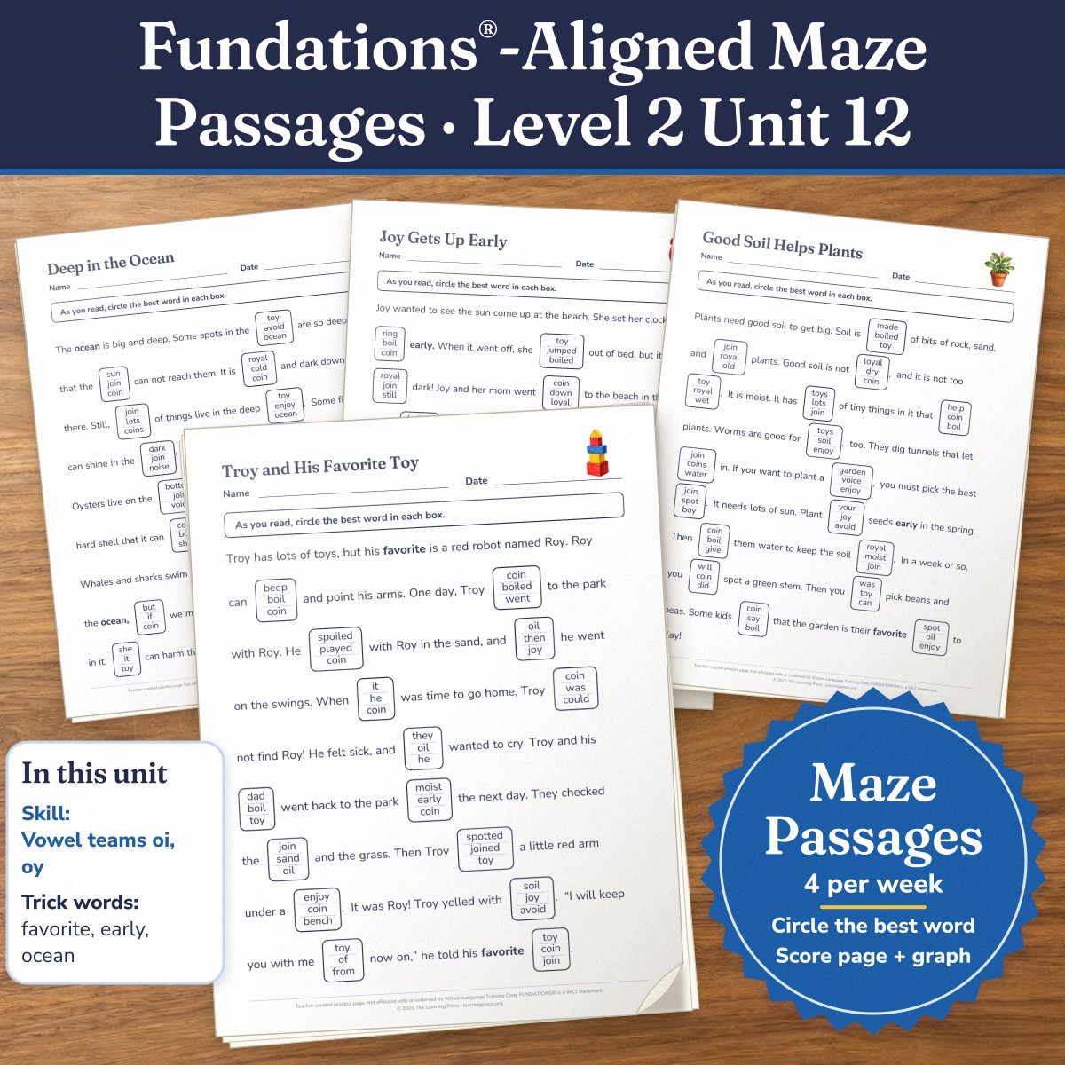Preview of Fundations®-Aligned Maze Passages · Level 2 Unit 12