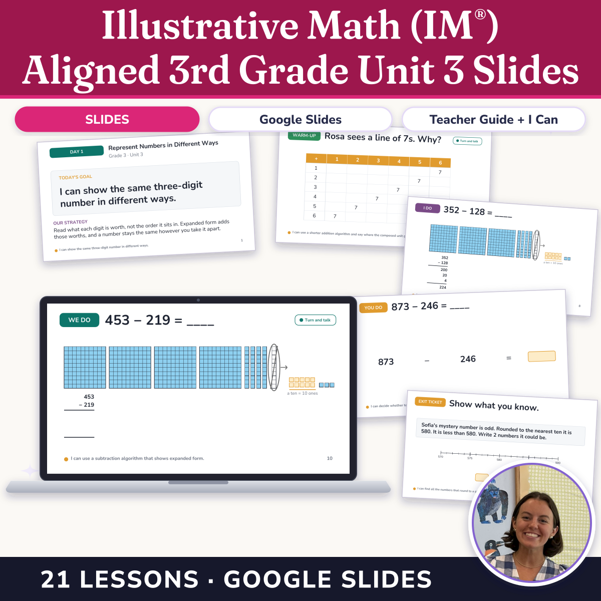 Preview of Illustrative Math (IM®) Aligned 3rd Grade Unit 3 Slides: Wrapping Up Addition and Subtraction within 1,000