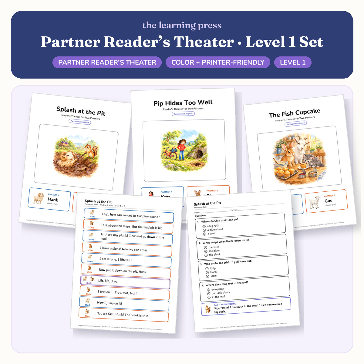 Preview of Fundations-Aligned Partner Reader's Theater · Level 1 Set (Units 2–14)