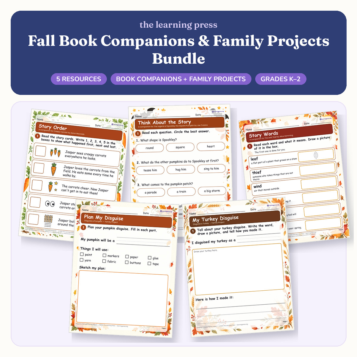 Preview of Fall Book Companions & Family Projects Bundle · Creepy Carrots, Spookley & Leaf Thief