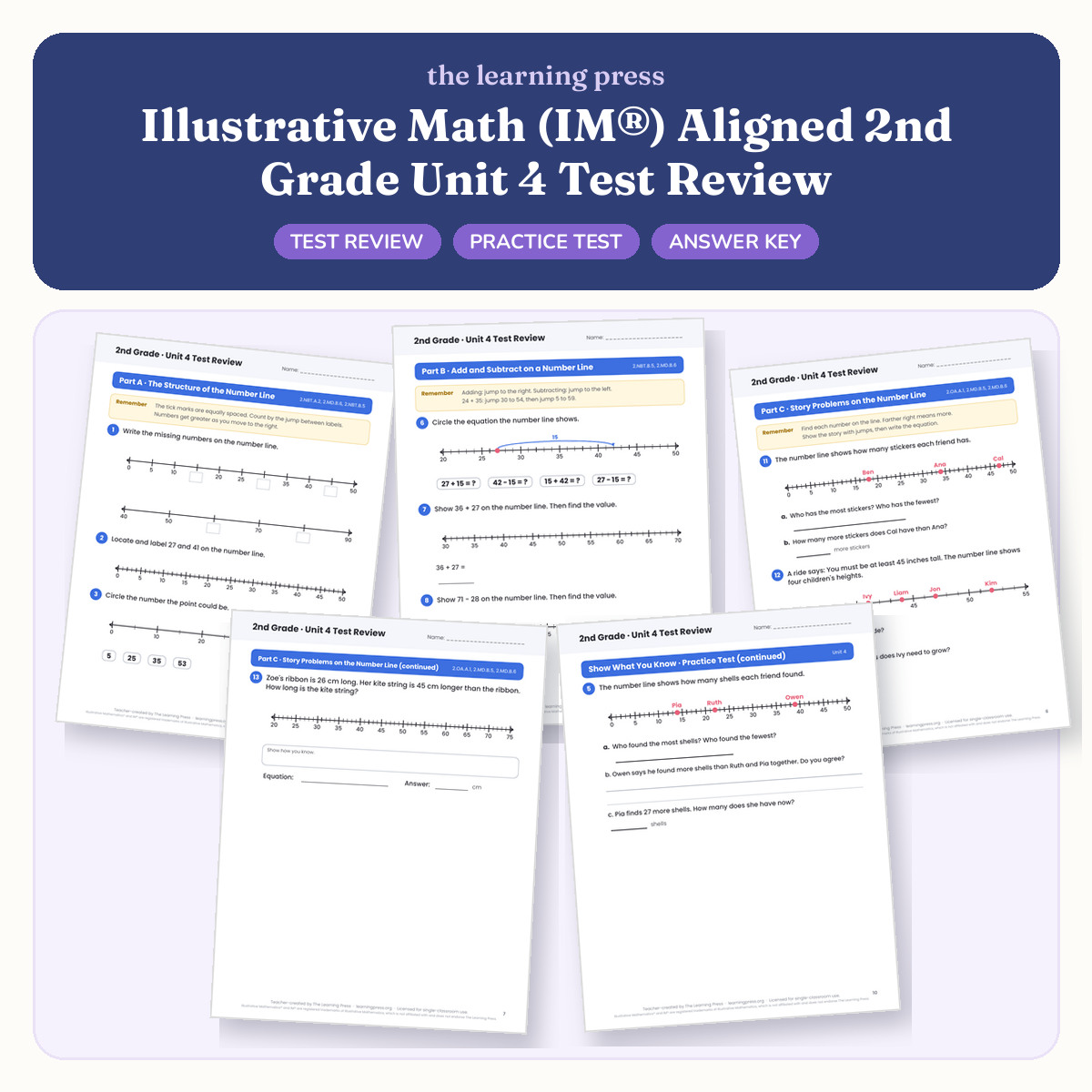 Preview of Illustrative Math (IM®) Aligned 2nd Grade Unit 4 Test Review