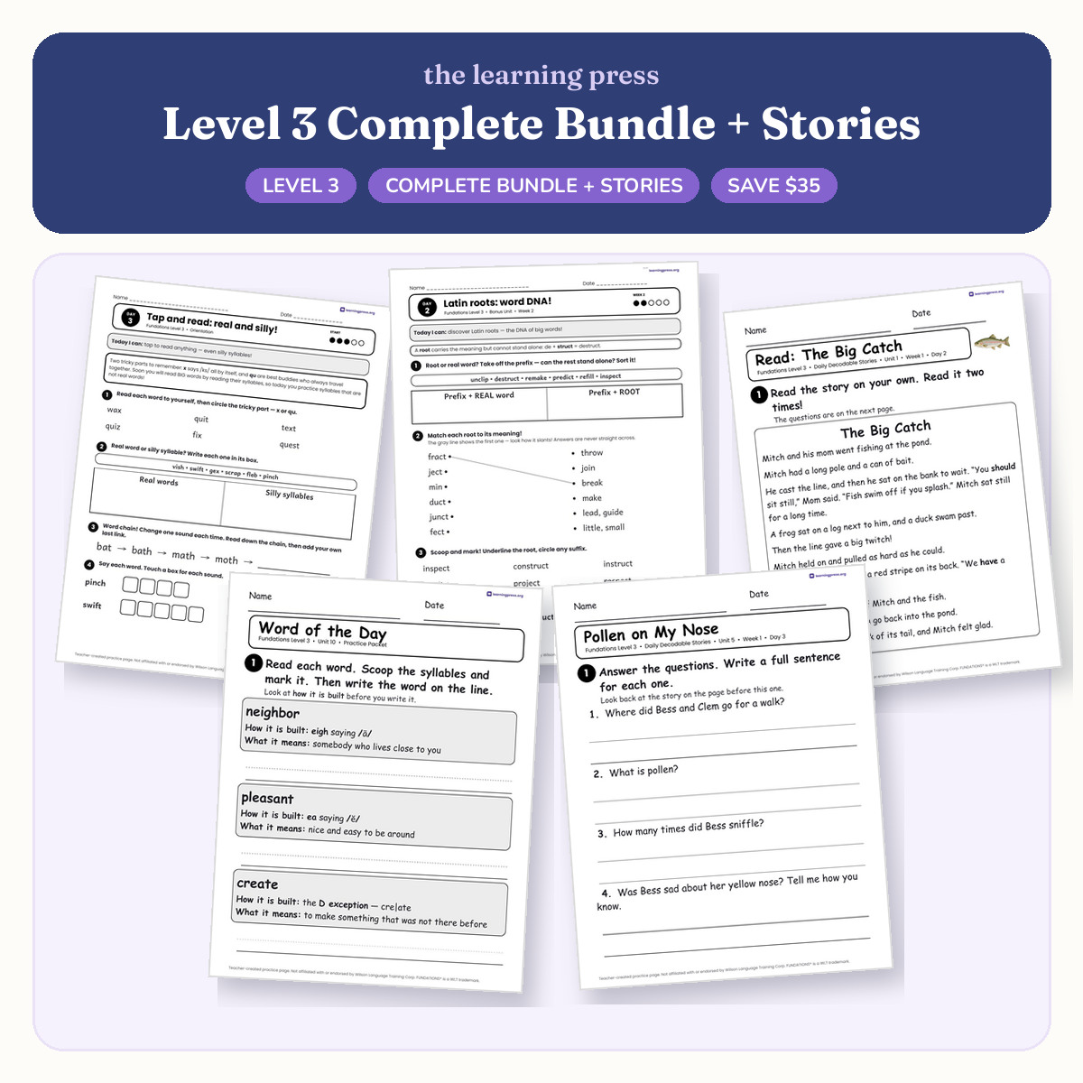 Preview of Fundations®-Aligned Level 3 Complete Bundle + Daily Decodable Stories