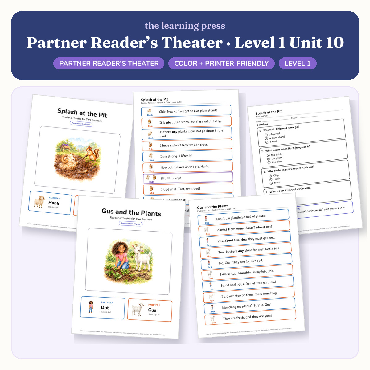 Preview of Fundations-Aligned Partner Reader's Theater · Level 1 Unit 10