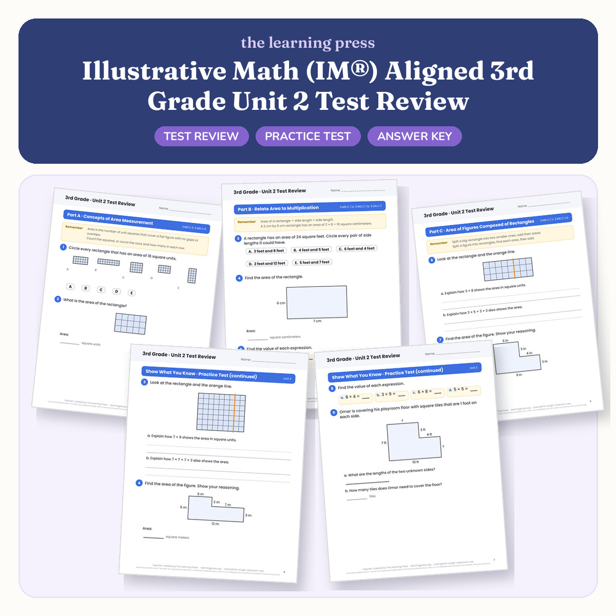 Preview of Illustrative Math (IM®) Aligned 3rd Grade Unit 2 Test Review