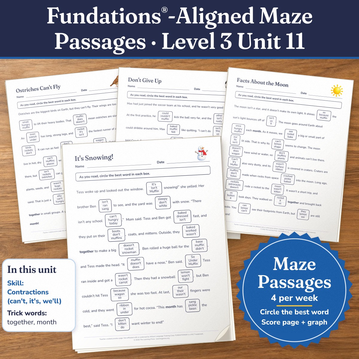 Preview of Fundations®-Aligned Maze Passages · Level 3 Unit 11