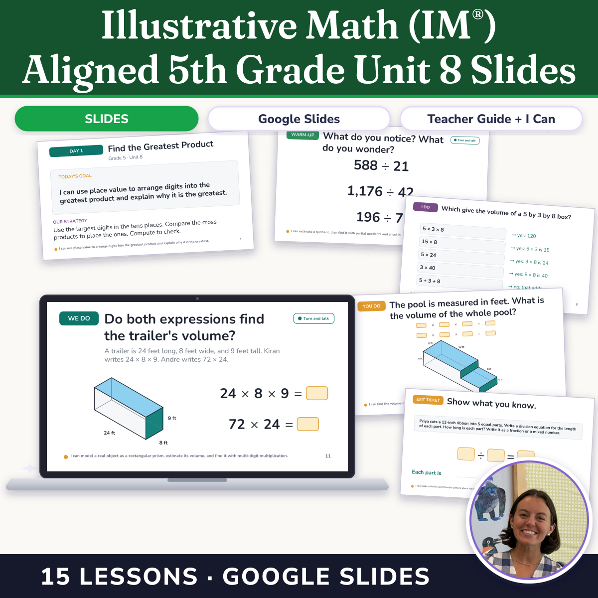 Preview of Illustrative Math (IM®) Aligned 5th Grade Unit 8 Slides: Putting It All Together